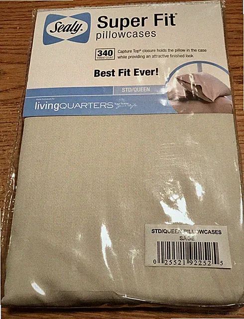 2-pack Sealy Pillowcase Std/Queen Solid Sage Green 340tc 100% Cotton Sateen