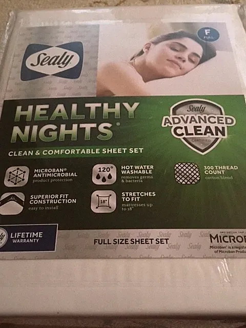 BNIP $95 Sealy Healthy Nights Clean and Comfortable Sheet Set - Full - White