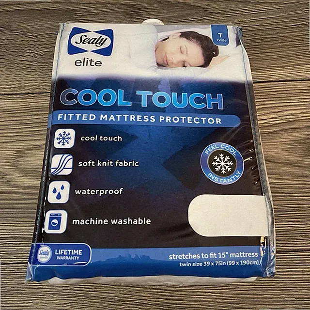 NEW Sealy Fitted Elite Cool Touch Breathable Cooling Mattress Pad- Twin White