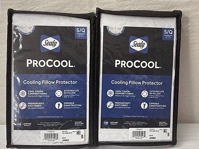 New Sealy PROCOOL Zippered Cooling Pillow Protector 2-Pack 20X28” QUEEN MSRP $52