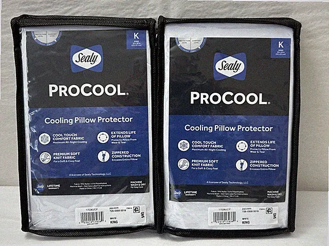 New Sealy PROCOOL Zippered Cooling Pillow Protector 2-Pack 20X36” KING MSRP $80