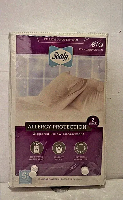 Sealy Allergy Protection Pillow Protectors Size S/Q NIP