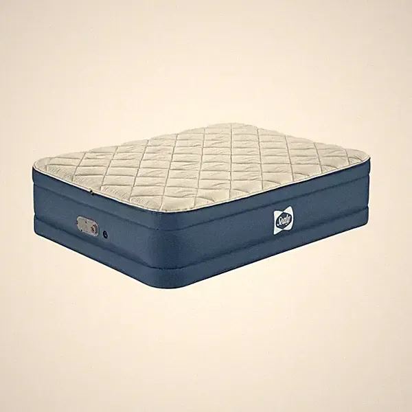 SEALY ALWAYZAIRE TOUGH GUARD DUVET MATTRESS QUEEN BUILT-IN PUMP - BEIGE/BLUE