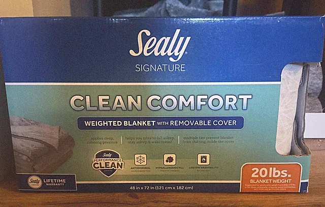 Sealy Clean Comfort 20lbs Weighted Blanket, Removable Cover-48" x 72"
