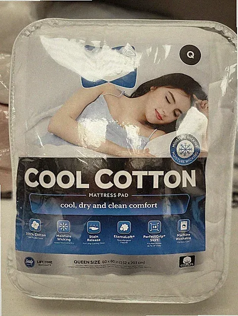 Sealy Cool 100% Cotton Queen Mattress Pad- White