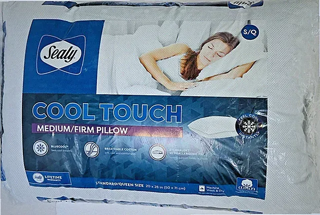 Sealy Cool Touch Medium/Firm Pillow, Standard/Queen (1 Pack)