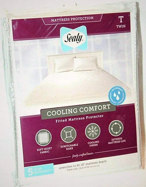Sealy Cooling Comfort Fitted Twin White Mattress Protector