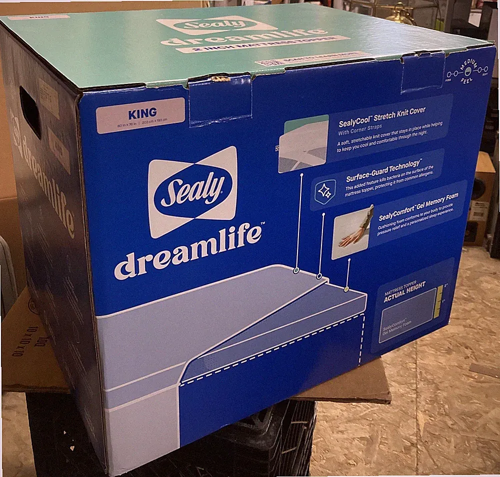 Sealy Dreamlife 2” Gel Memory Foam King Mattress Topper with Cooling Cover