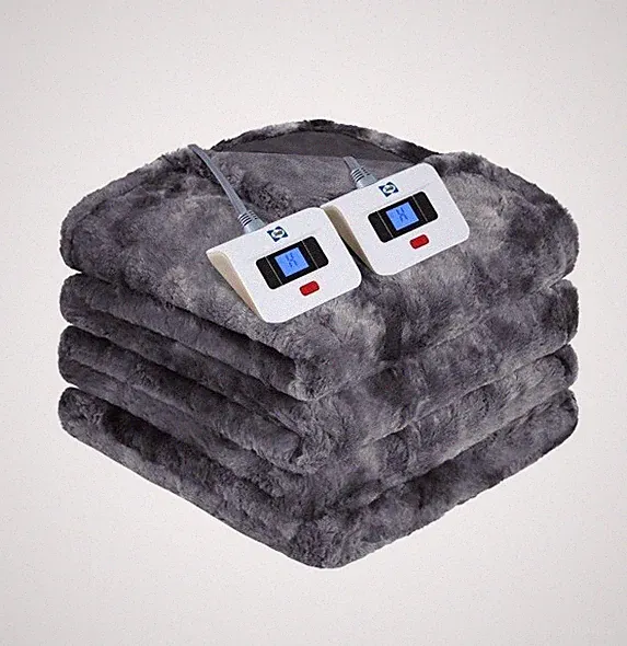 Sealy Electric Blanket Queen Size Heated Blanket Faux Fur with 10 Levels
