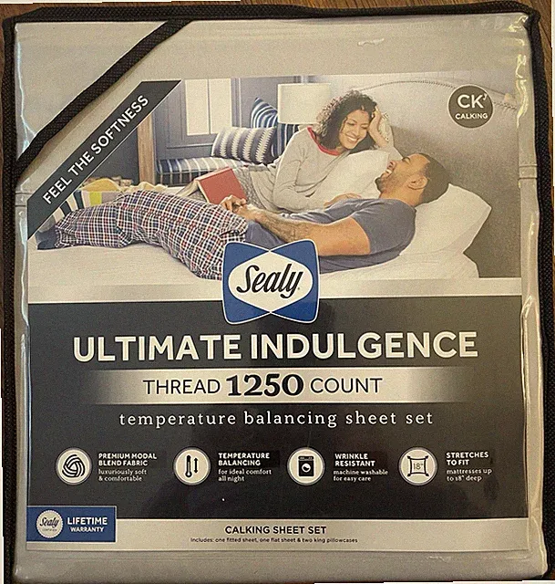 SEALY ~ Gray- Ultimate Indulgence 1250 Thread Count CAL KING SHEET SET *NEW