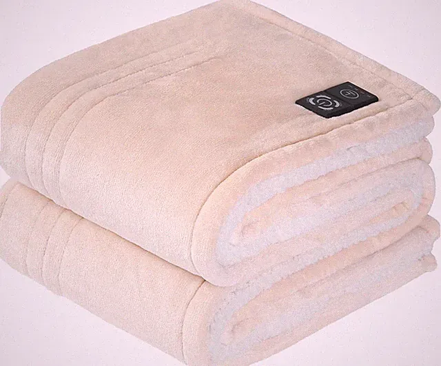Sealy Heated Blanket Throw with Built-in Button Controller, Reversible Flannel t