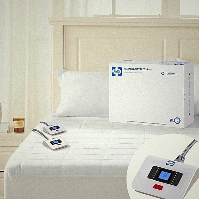 Sealy Heated Queen 60x80" Polyester Mattress Pad w/ DualControl 10 Heat Settings