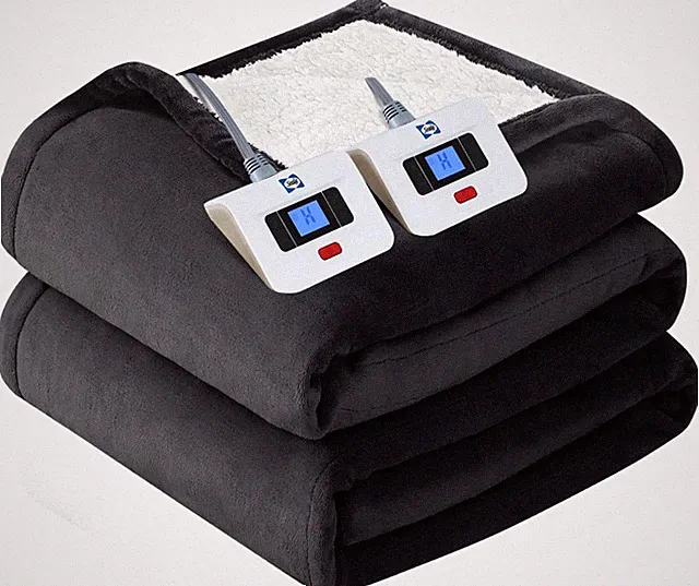 Sealy King Heated Blanket Flannel Sherpa 10 Heat Auto Shut Off 100x90 Grey