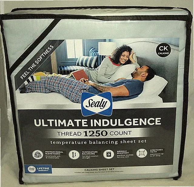 SEALY ~ Lt Blue - Ultimate Indulgence 1250 Thread Count CAL KING SHEET SET *NEW