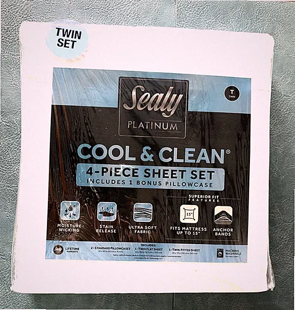 Sealy Platinum COOL & CLEAN 4-Piece Twin Sheet Set in White - NEW