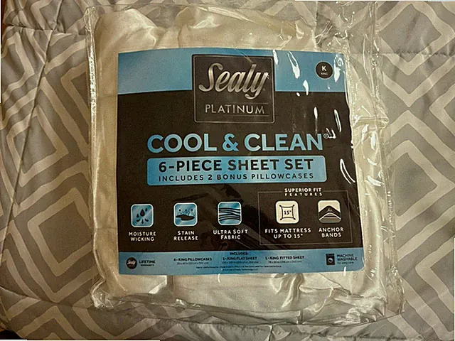 Sealy Platinum Cool Clean Superior Fit 6 Piece King Sheet Set New In Package