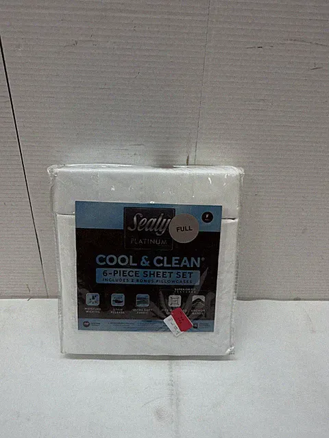 Sealy Platinum Cool & Clean White 6 Pc Sheet Set 2 Bonus Pillowcases New Full