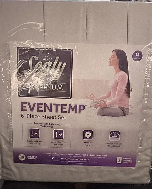 Sealy Platinum Eventemp 6 pc Queen Sheet Set Temperature Balancing Tech