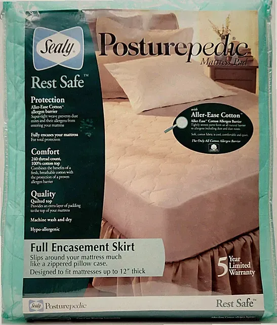 Sealy Postupedic Full Mattress Encasement Skirt, TWIN SIZE Hypoallergenic White