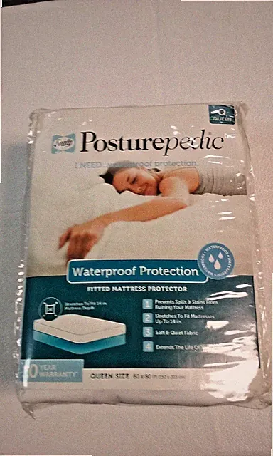 Sealy Posturepedic Queen Waterproof Protection Fitted Mattress Protector 60"x80"
