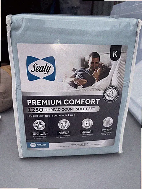 Sealy Premium Comfort 1250 Thread Count Full Sheet Set – Ultra Soft, Moisture Wi