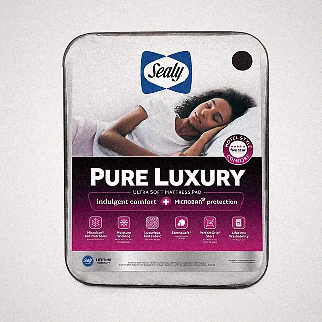 Sealy Pure Luxury Mattress Pad King: Hypoallergenic Topper, Machine Washable