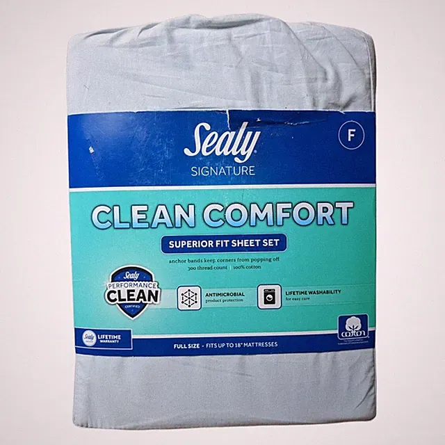 Sealy Signature Clean Comfort Superior Fit Sheet Set 300 TC Ballad Blue FULL