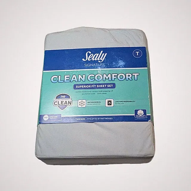 Sealy Signature Clean Comfort Superior Fit Sheet Set 300 TC Ballad Blue TWIN
