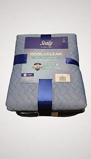Sealy signature Twin Cool & Clean Bed touch Blanket Blue Fog