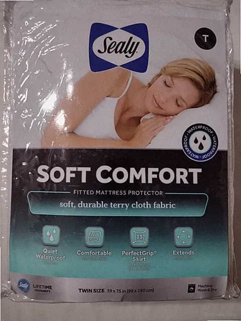 Sealy Soft Comfort Fitted Mattress Protector White Twin NIP:BD25-4