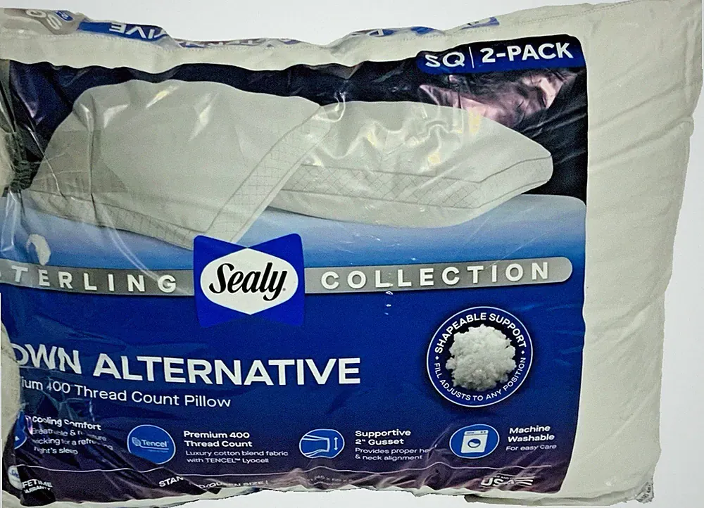 Sealy Sterling Down Alternative 400 Thread Count Pillow, Standard/Queen (2 Pack)
