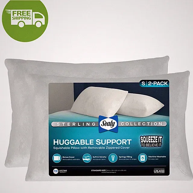 Sealy Sterling Huggable Pillow Standard Size 2-Pack Soft Support Bed Set