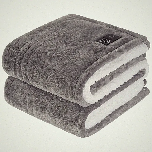 Sealy Warming Throw Flannel Sherpa Gray Electric Blanket Standard Size 50x60 in